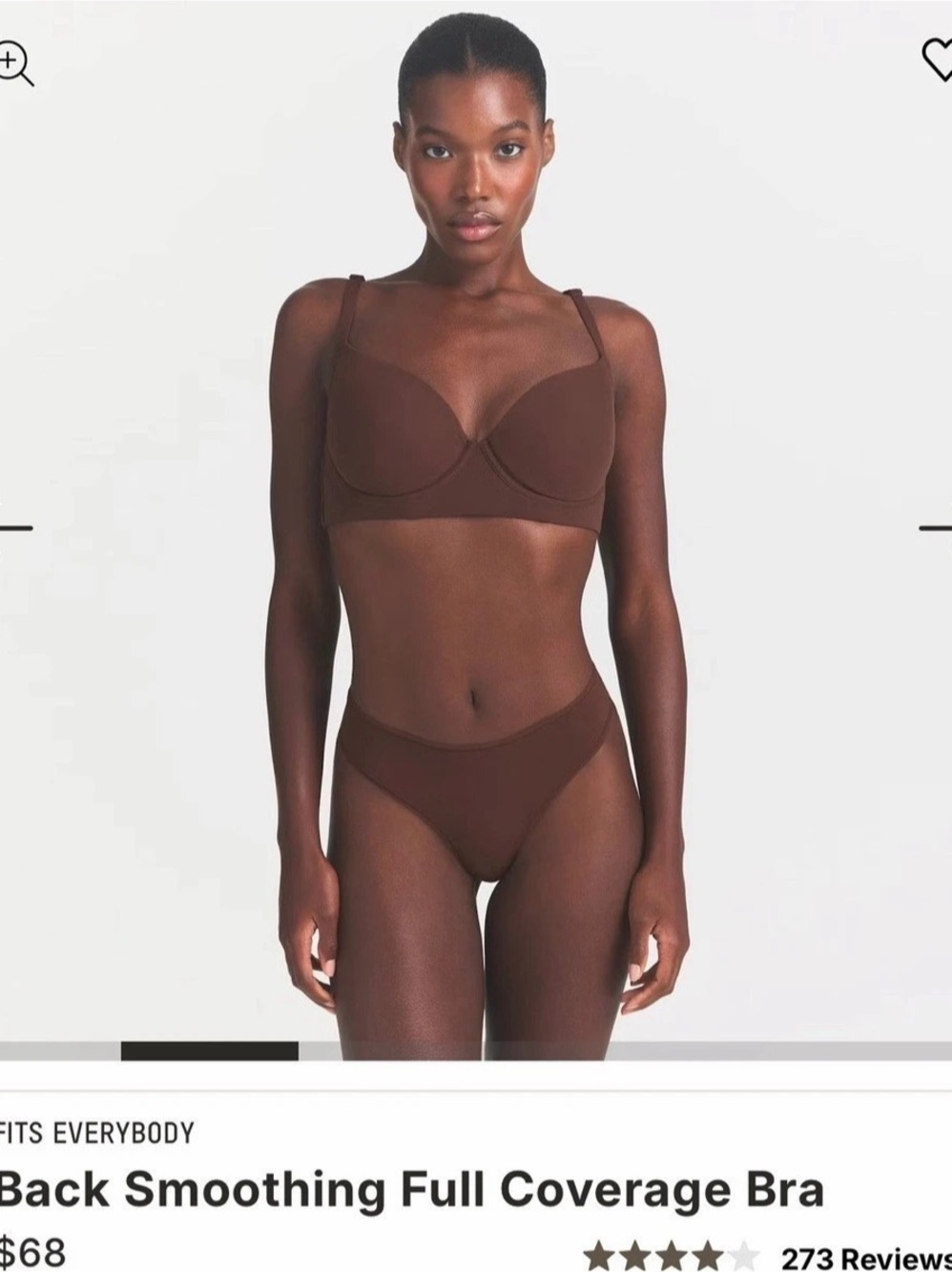 SKIMS Fits Everybody Back Smoothing Full Coverage Bra Brown NEW without tags